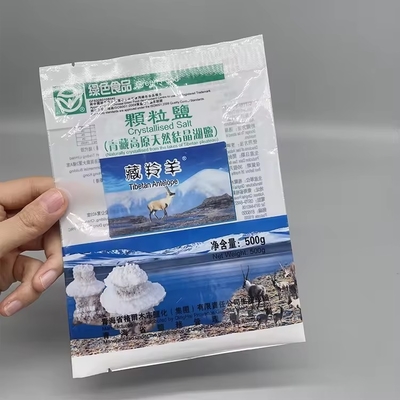 맞춤형 인쇄 세 면 봉인 진공 후 봉인 봉지 소금 플라스틱 흰색 Mylar 지퍼 봉지 포장 선명한 창문