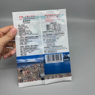 맞춤형 인쇄 세 면 봉인 진공 후 봉인 봉지 소금 플라스틱 흰색 Mylar 지퍼 봉지 맑은 창과 함께 포장