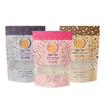 맞춤형 친환경 재활용 할 수 있습니다 Ziplock 재봉식 Kraft 종이 서지 포스 창과 함께 검은 차 포장 가방