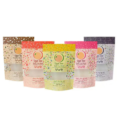 맞춤형 친환경 재활용 할 수 있습니다 Ziplock 재봉식 Kraft 종이 서지 포스 창과 함께 검은 차 포장 가방