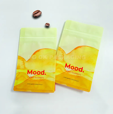 사용자 지정 로고 사이드 가세트 평면 하단 커피 콩 포장 라미네이트 100g 150g 250g 500g 1kg 밸브가 있는 가방