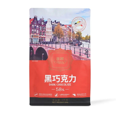 사용자 지정 플라스틱 가방 포장 Ziplock 서지 포지 턱 턱 턱 초콜릿 커피 8면 밀폐 된 평면 바닥 가방 Zipper
