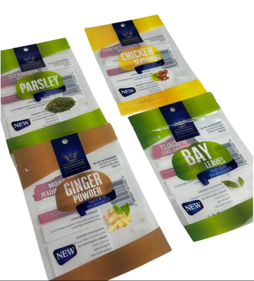 맞춤형 인쇄 한자 3 면 봉인 플라스틱 가방 향신료 향신료 한자 식용 포장 Ziplock Mylar 가방