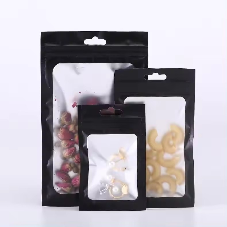 매트 블랙 냄새 저항성 플라스틱 지프 잠금 포장 Mylar 가방 맑은 창