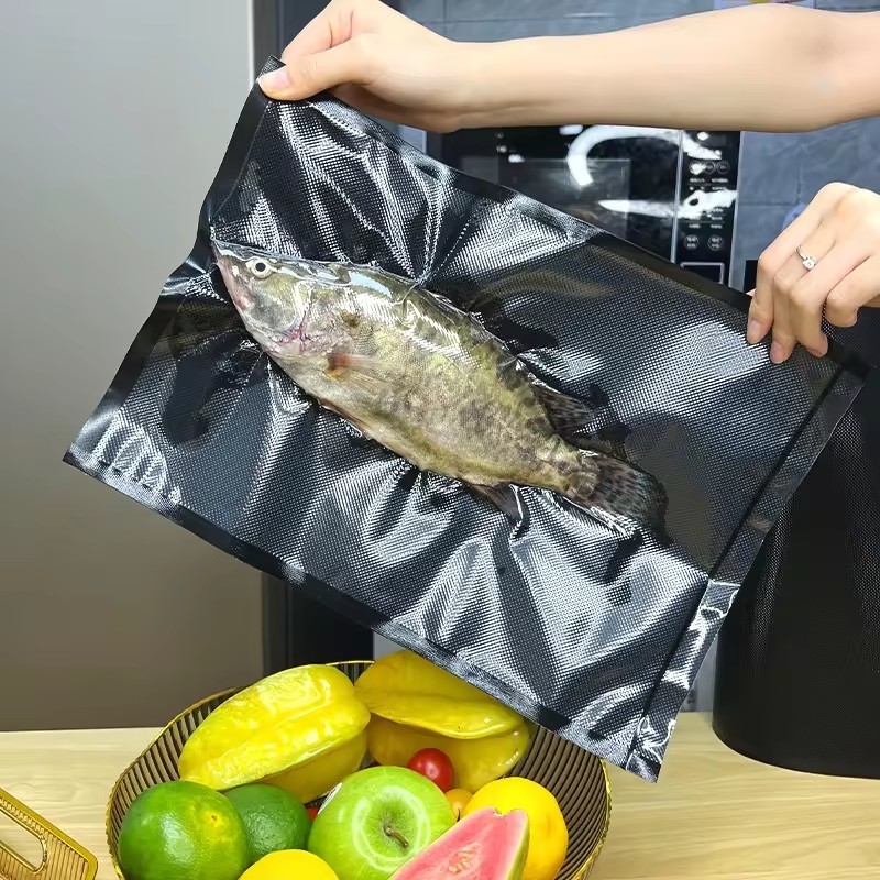 진공 봉지 텍스처 및 엠브로즈 식품 절약 진공 밀폐 봉지 투명/검은 진공 봉지