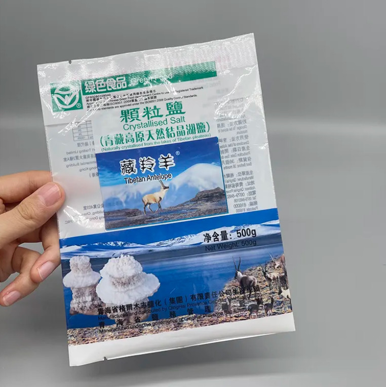 맞춤형 인쇄 세 면 봉인 진공 후 봉인 봉지 소금 플라스틱 흰색 Mylar 지퍼 봉지 맑은 창과 함께 포장