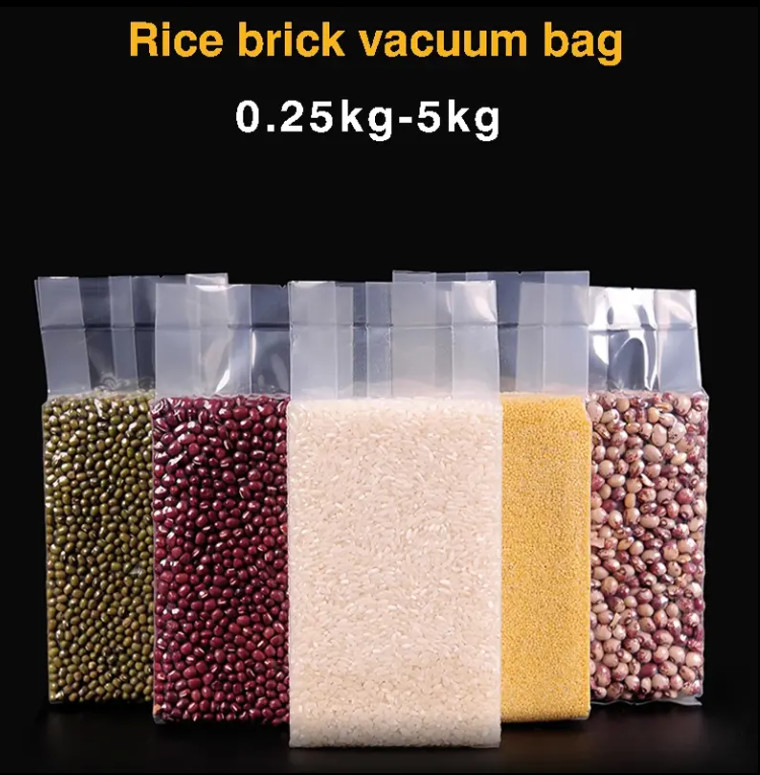 진열 인쇄 식품 쌀 포장 진공 플라스틱 1Kg 2Kg 5Kg 10Kg Pe 열 밀폐 가방 손잡이