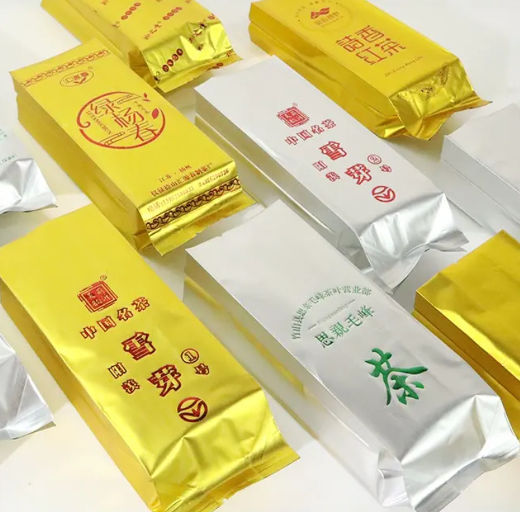 맞춤형 디자인 인쇄 알루미늄 필름 Mylar 서 서 포지 핫 시일 사이드 구세트 가방 음식 차 상자 포장 가방 포지 로고와 함께