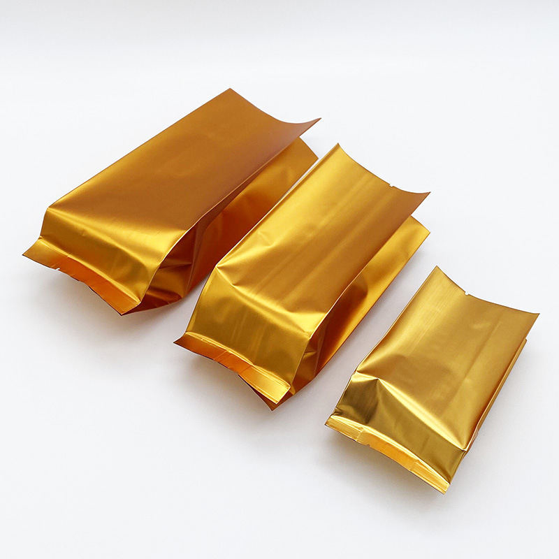 맞춤형 로고 측면 거싯 플랫 바텀 스탠드업 파우치 알루미늄 호일 티백 열 밀봉 CPP & PE 플라스틱 식품 포장