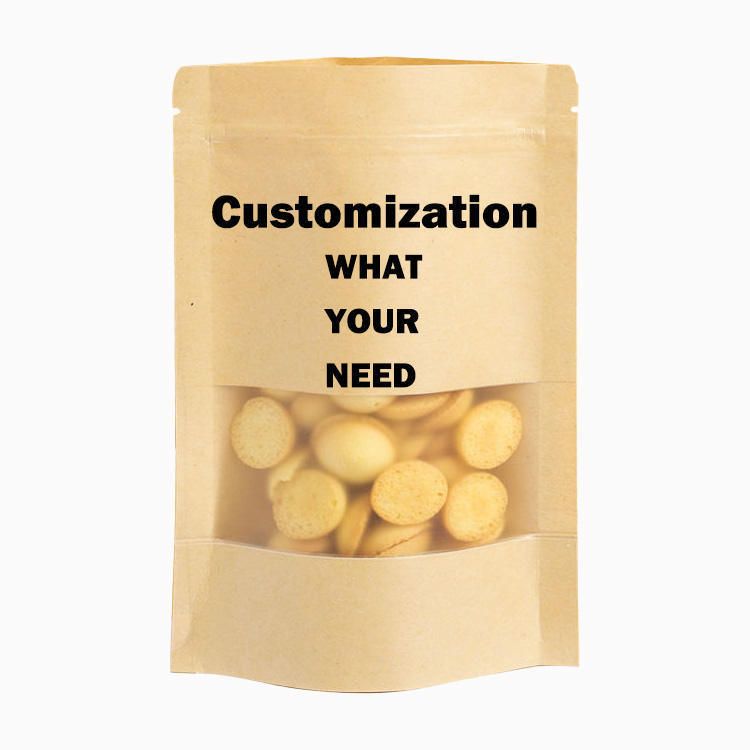 커피 콩, 차, 음식, 간식용 친환경 포장재 Kraft Paper Clear Stand-Up Resalable Zip Lock Custom Logo