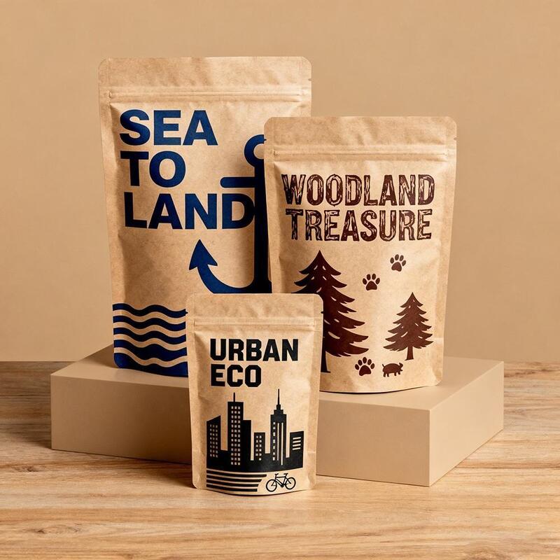 맞춤형 흰색 크래프트 종이 친환경 콤포스타블 플라 식품 가방 커피 봉지 서식 Ziplock 봉지 생분해 가능한 지퍼